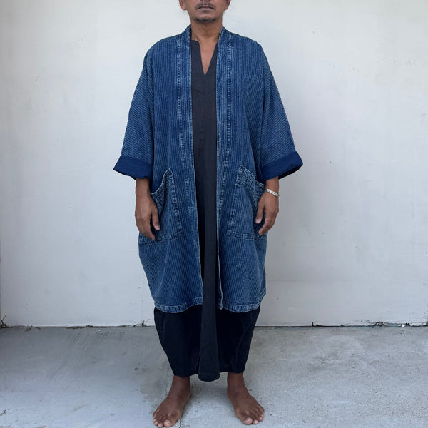 Kabak Kimono Stonewashed Stripe Indigo – superfussy