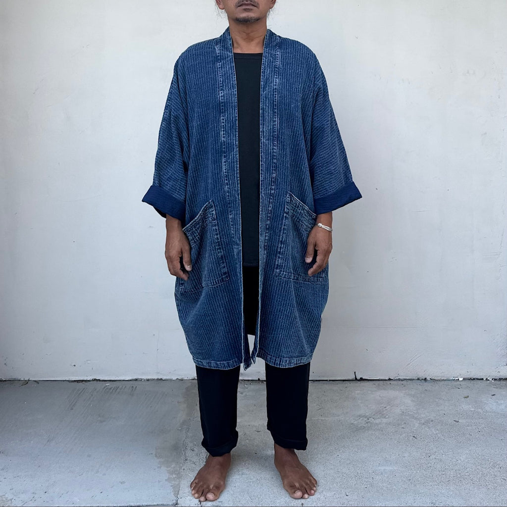 Kabak Kimono Stonewashed Stripe Indigo