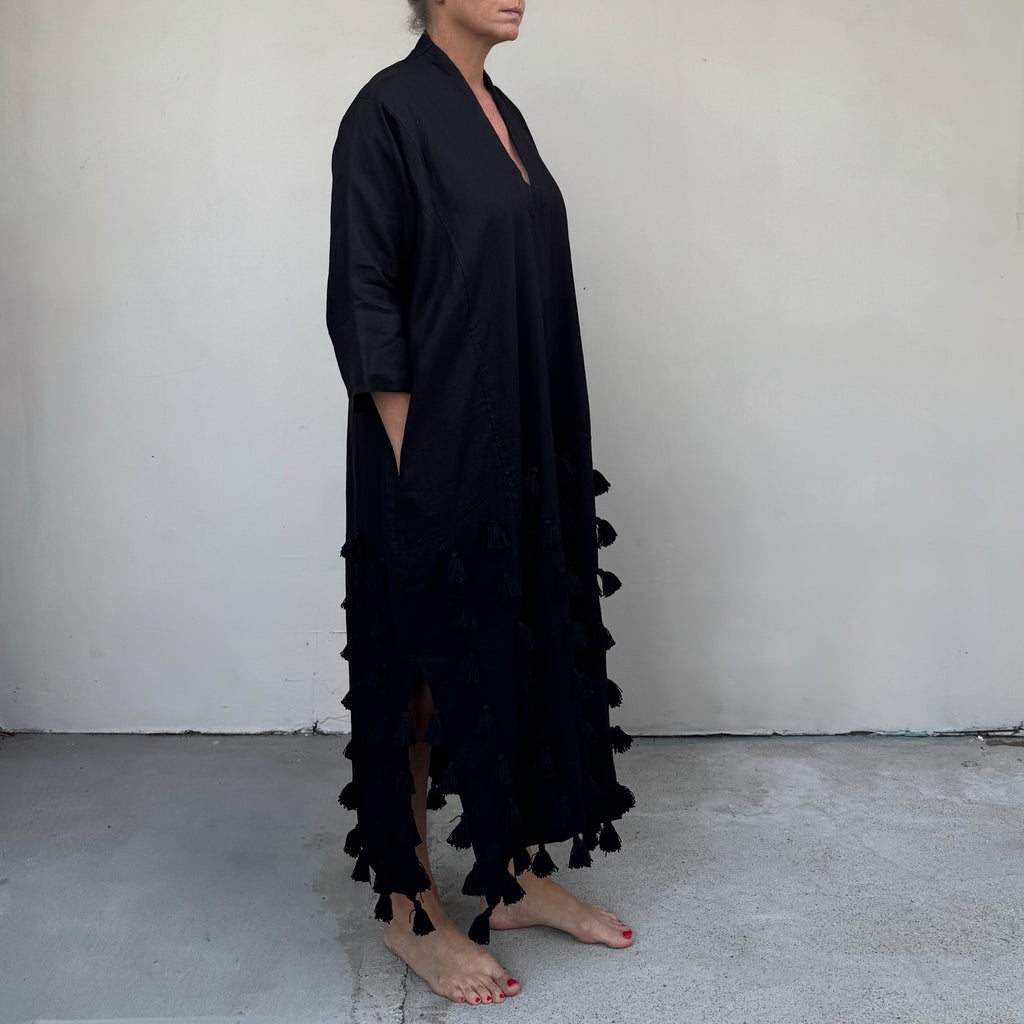 Alevi Kaftan Pure Black Linen