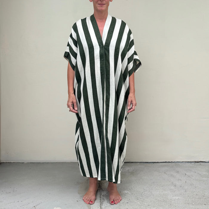 Bawa Hunter Green Bone Stripe