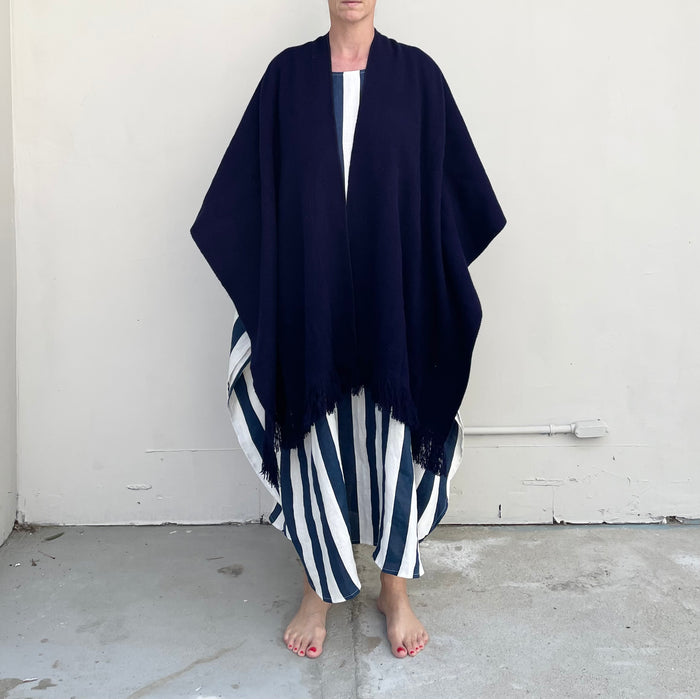 Wool Poncho Navy