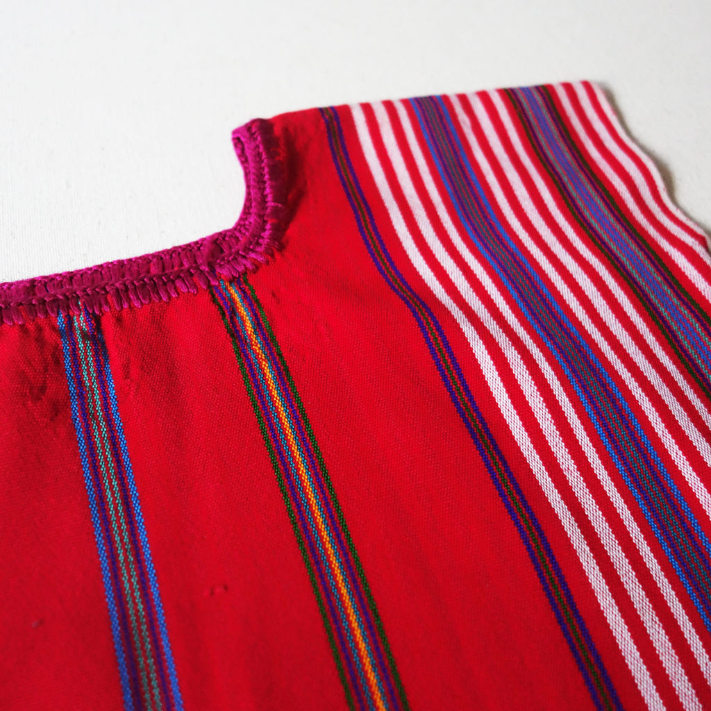 Red Huipil Blue Stripes (6Y)