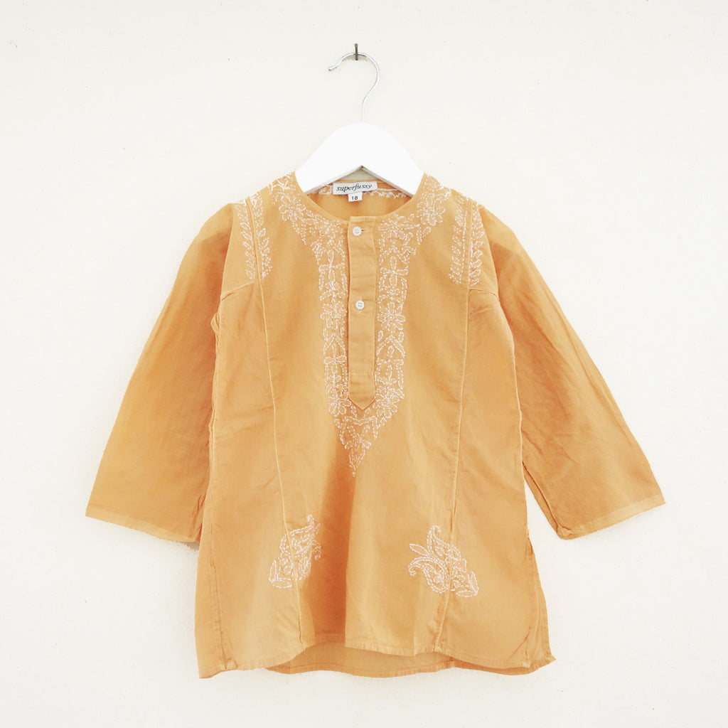 Chikan Kurta Apricot