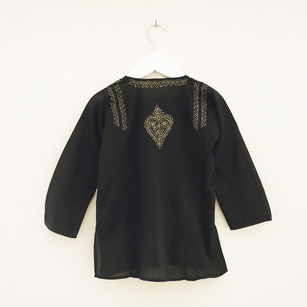 Chikan Kurta Black