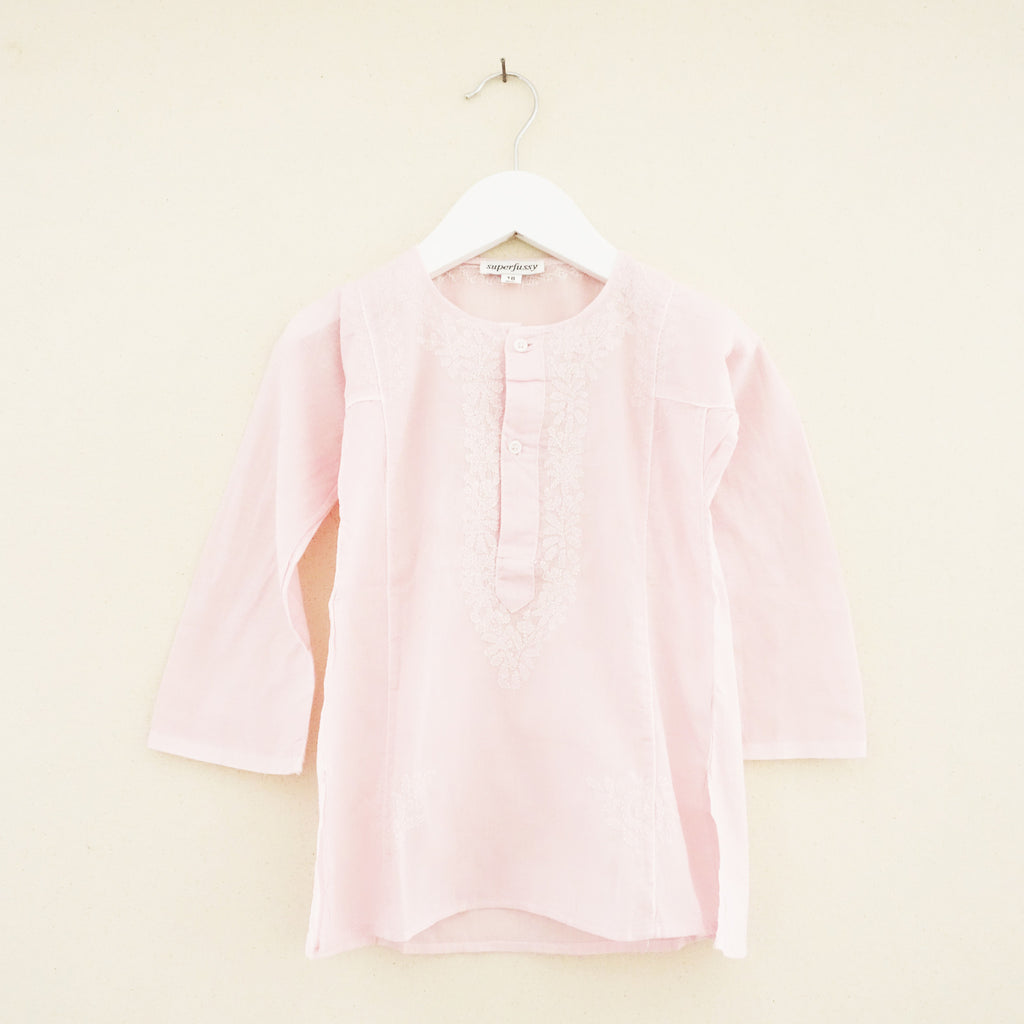Chikan Kurta Rose