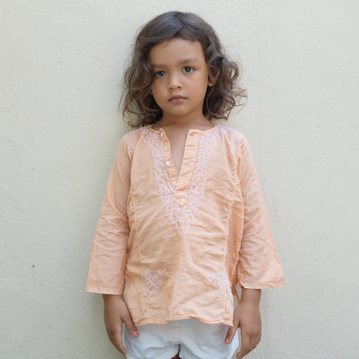 Chikan Kurta Apricot