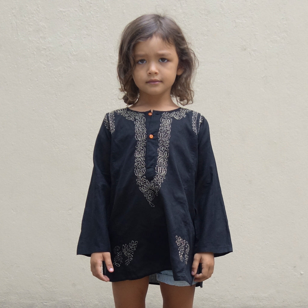 Chikan Kurta Black