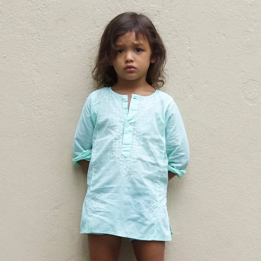 Chikan Kurta Mint