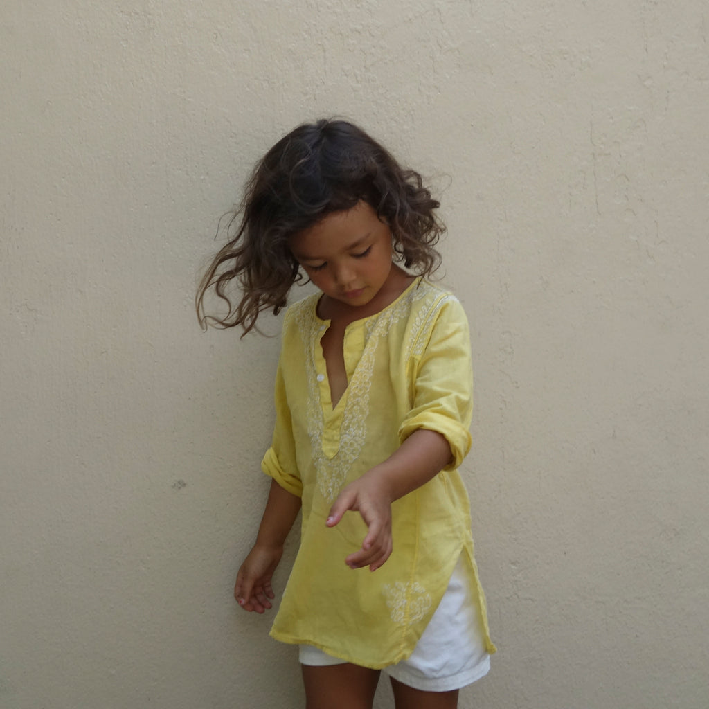 Chikan Kurta Mustard