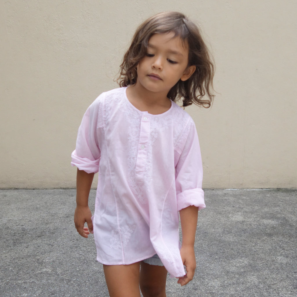 Chikan Kurta Rose
