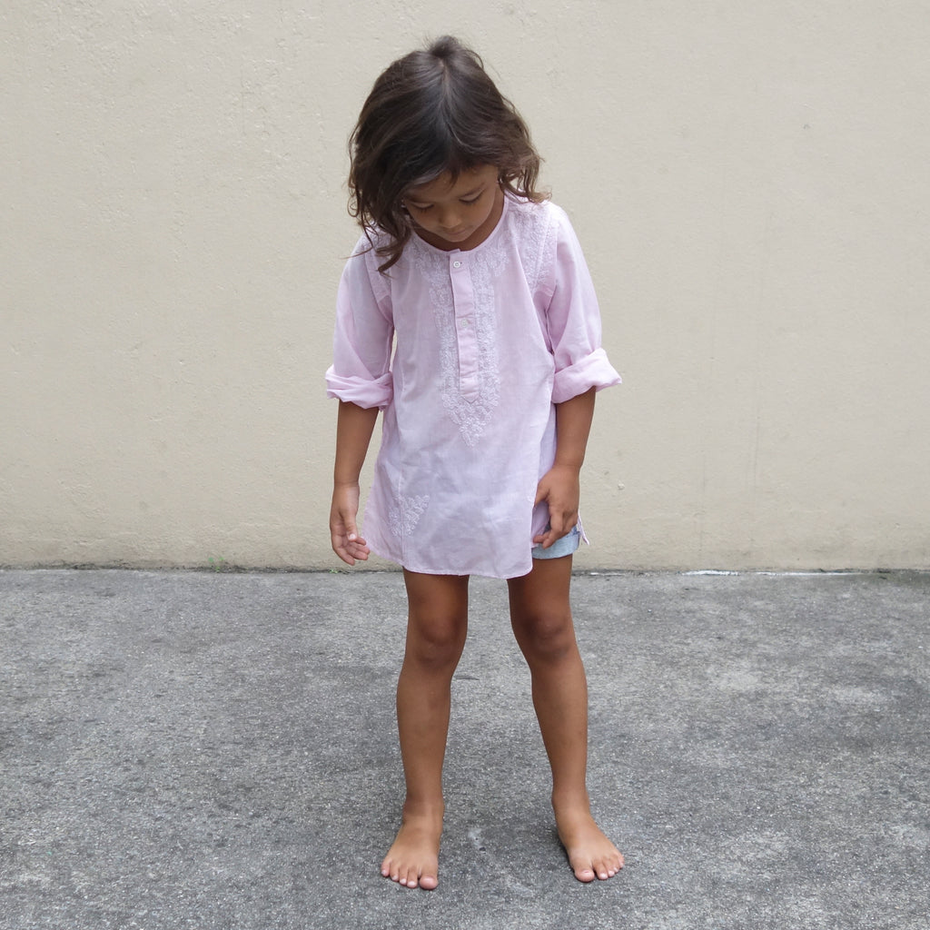 Chikan Kurta Rose