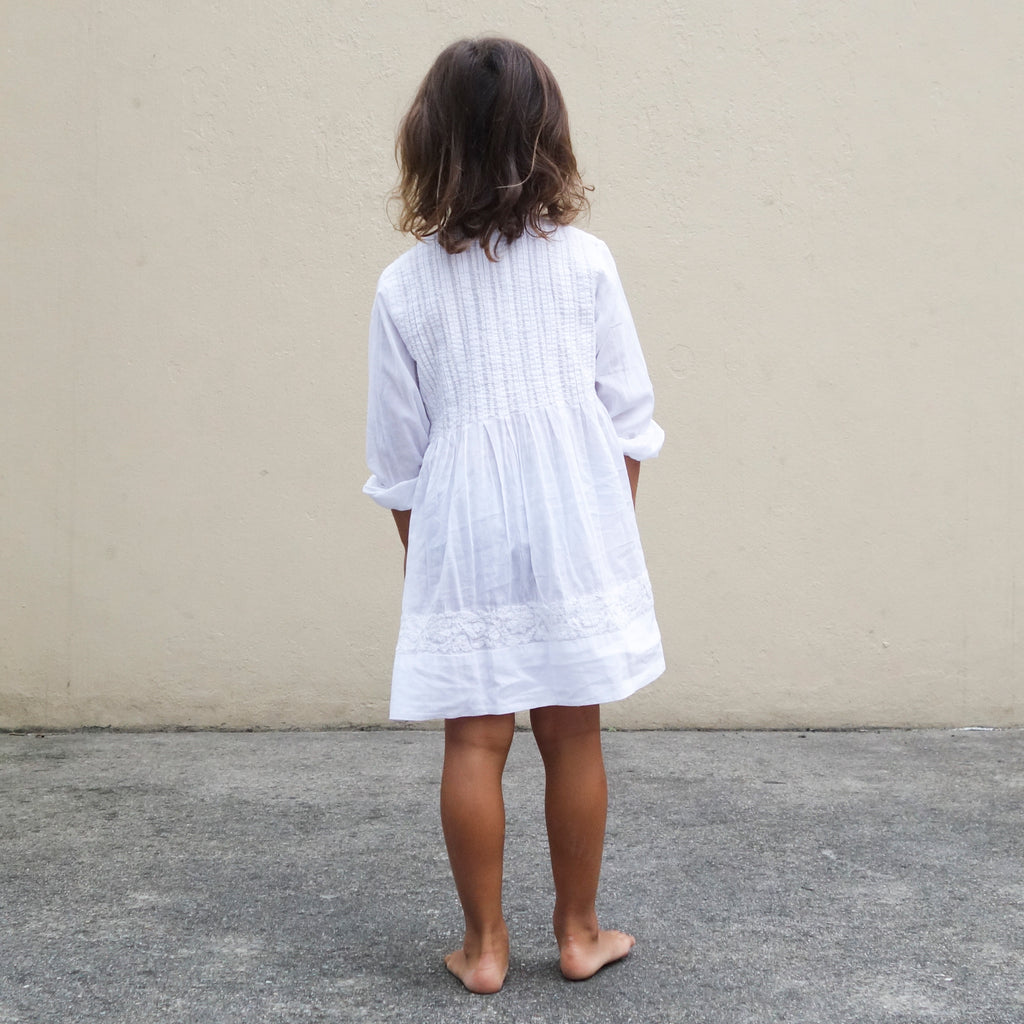 Pleated Dress White