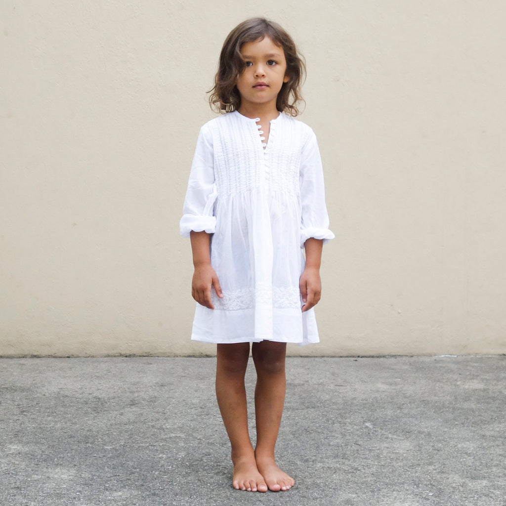 Pleated Dress White