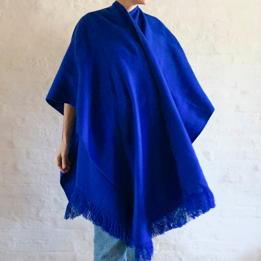 Wool Poncho Cobalt Blue